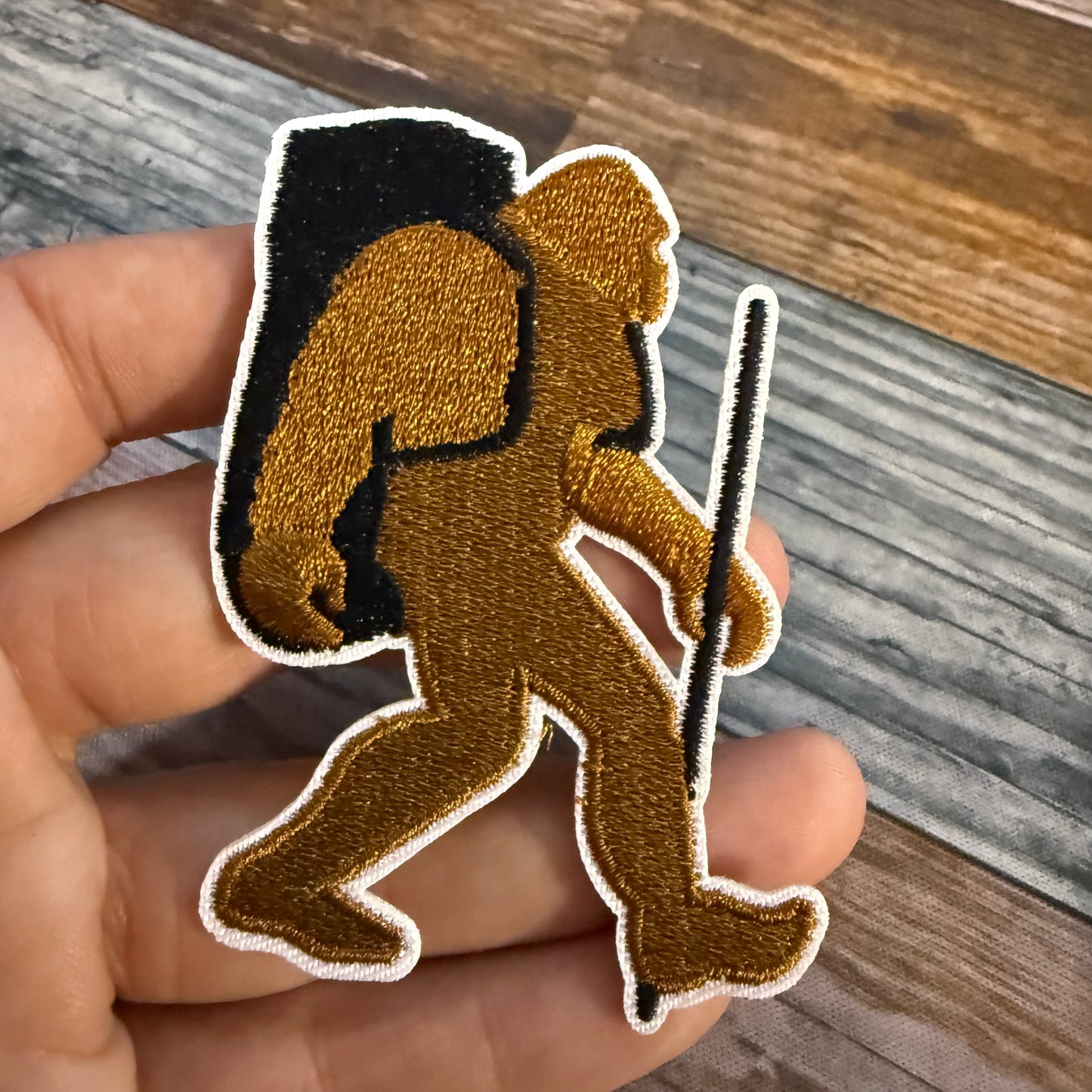 Backpacking Bigfoot Embroidered Iron-on Patch | Patch | Cryptids, Funny | Retro & Vintage