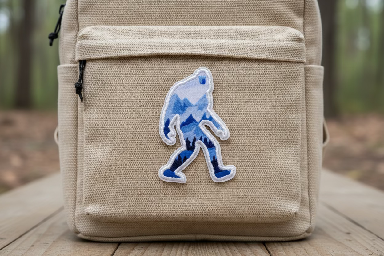 Light Blue Mountain Bigfoot Embroidered Patch | Patch | Cryptids | Retro & Vintage