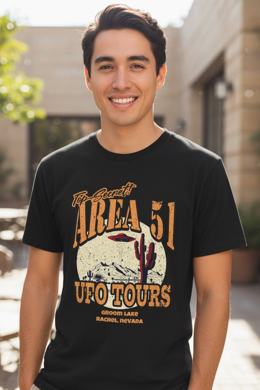 T-Shirt - Area 51 UFO Tours Shirt | Alien & UFO | Unisex Heavy Cotton - Gildan 5000 from Crypto Zoo Tees