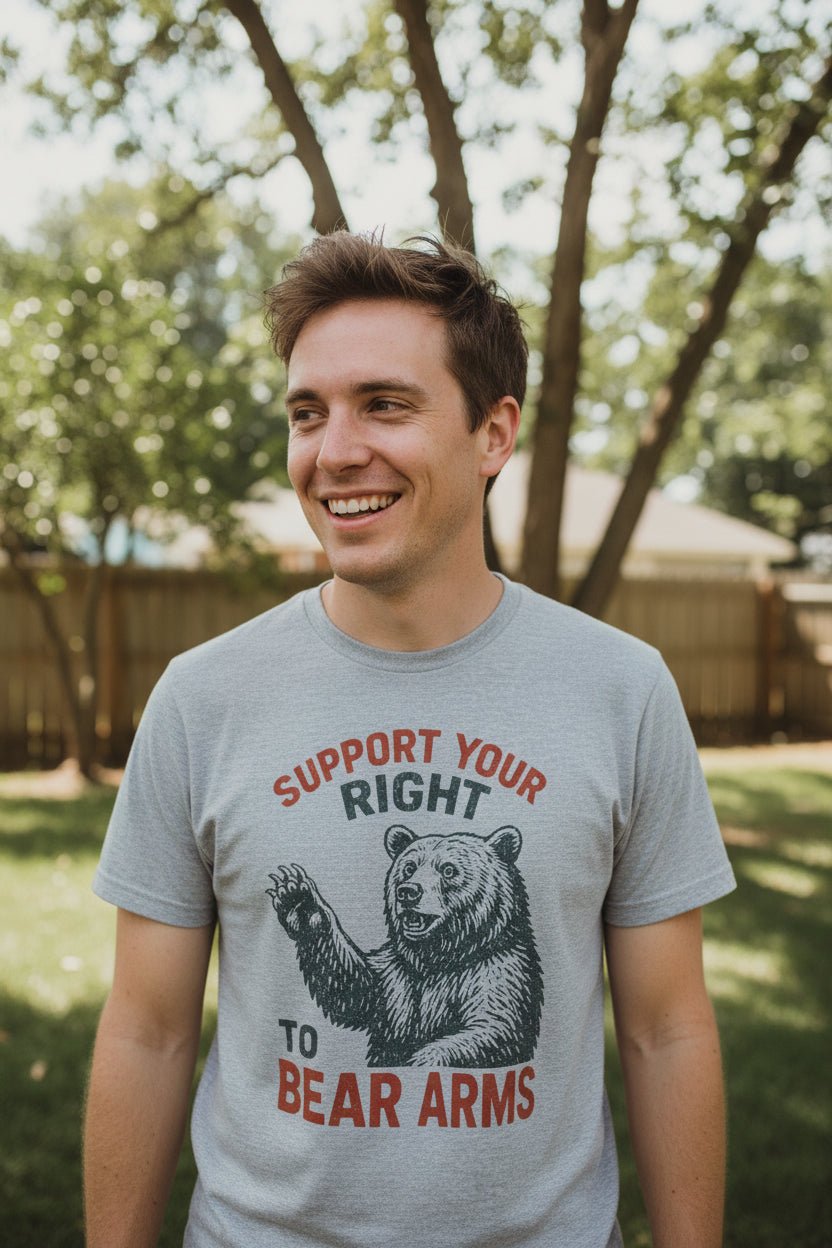 T-Shirt - Funny Bear Arms Shirt | Unisex Heavy Cotton - Gildan 5000 | Animals, Funny, Retro & Vintage | Punk from Crypto Zoo Tees