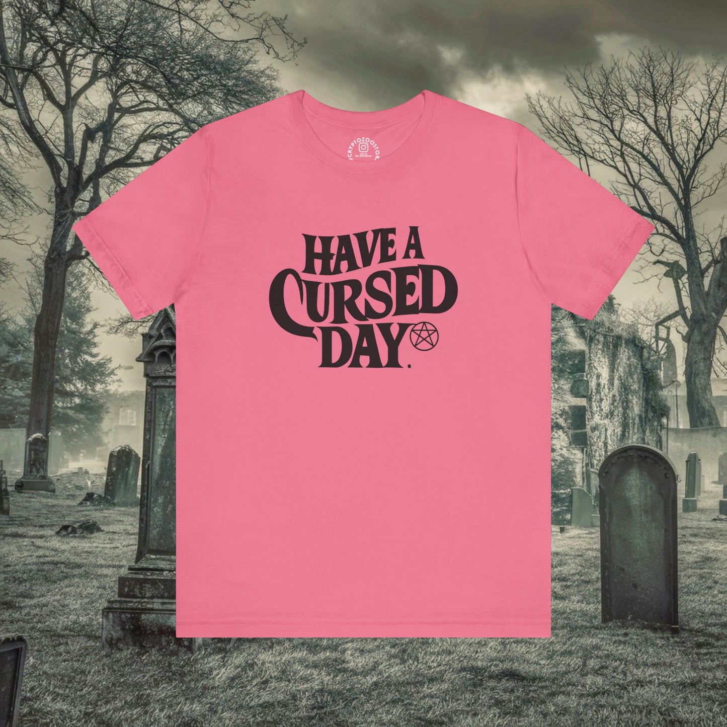 T-Shirt - Have A Cursed Day with Pentagram Many Colors! - Occult Wiccan Funny Shirt - Soft Cotton T-shirt from Crypto Zoo Tees