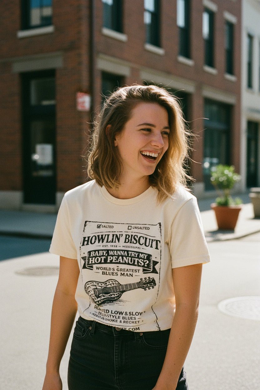 T-Shirt - Howlin Biscuit Shirt | Unisex Heavy Cotton - Gildan 5000 | Music, Retro & Vintage, Food & Drink | Rockabilly from Crypto Zoo Tees