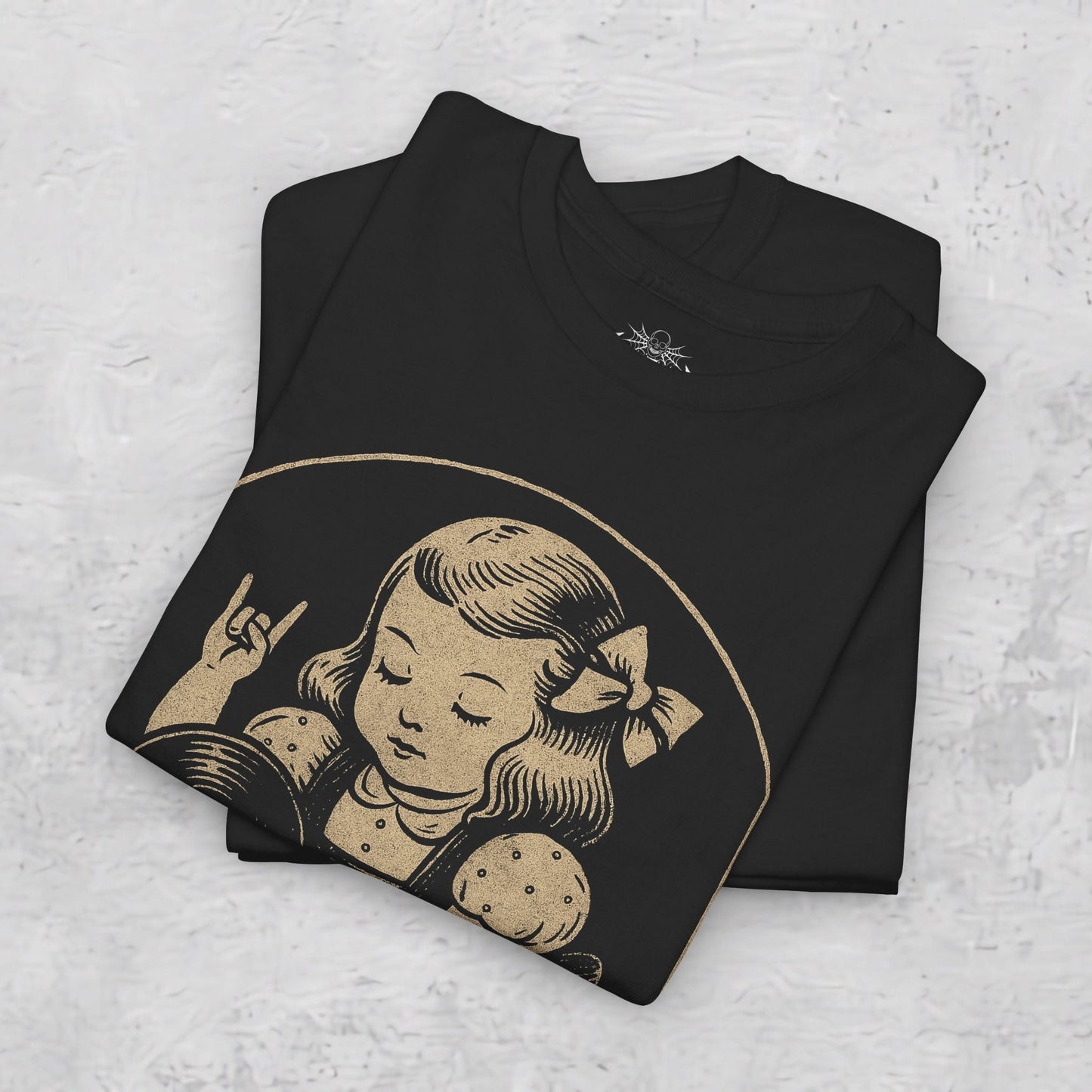 T-Shirt - Metal Vinyl Girl Shirt Record Player Graphic Tee Black T-Shirt Rock Hand Sign Retro Music Style Tee Gift For Punk Rock Vinyl Lover from Crypto Zoo Tees