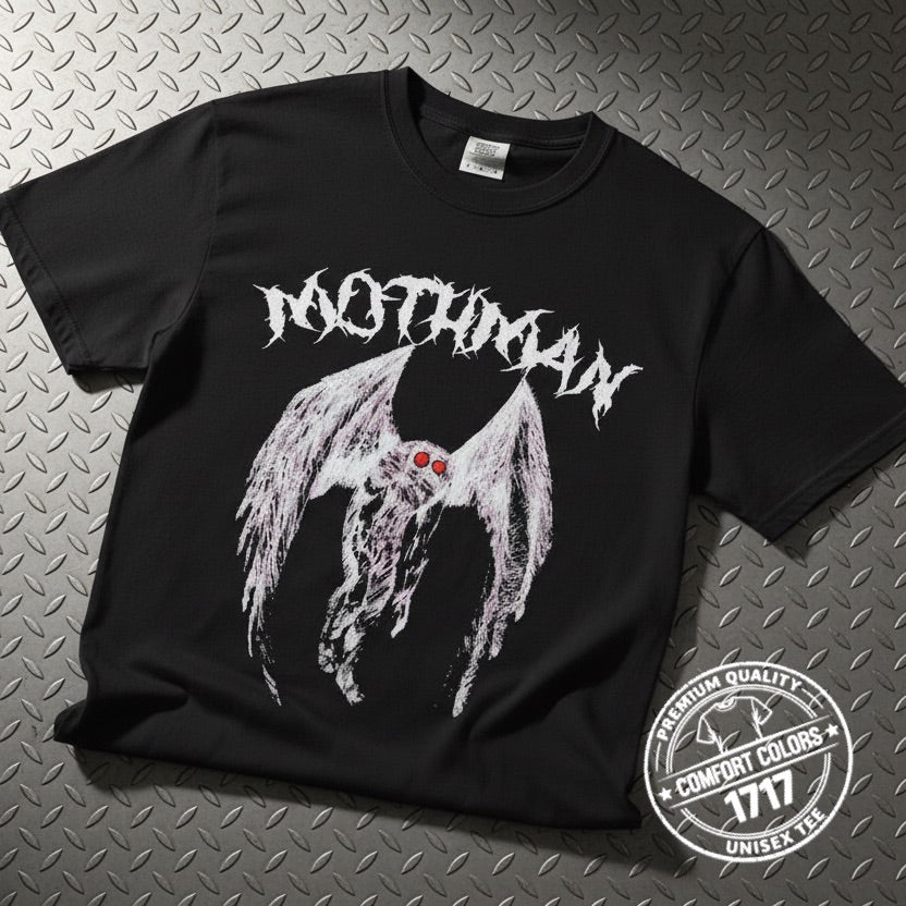 T-Shirt - Mothman Shirt | Unisex - Comfort Colors 1717 | Mothman | Goth/Gothic from Crypto Zoo Tees