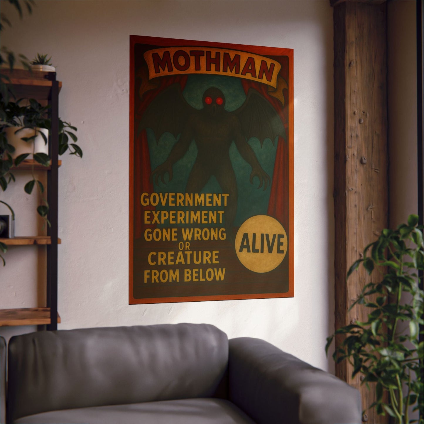 Poster - Mothman Sideshow Poster | Wall Art | Mothman, Retro & Vintage from Crypto Zoo Tees