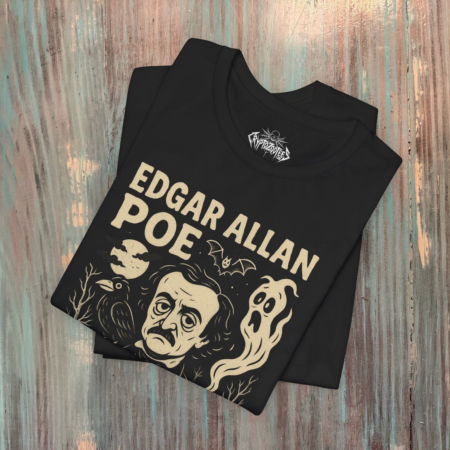 T-Shirt - Nevermore Poe Raven | Unisex T-shirt (Bella+Canvas 3001) | Horror, Thinkers | Goth/Gothic, Retro, Vintage from Crypto Zoo Tees