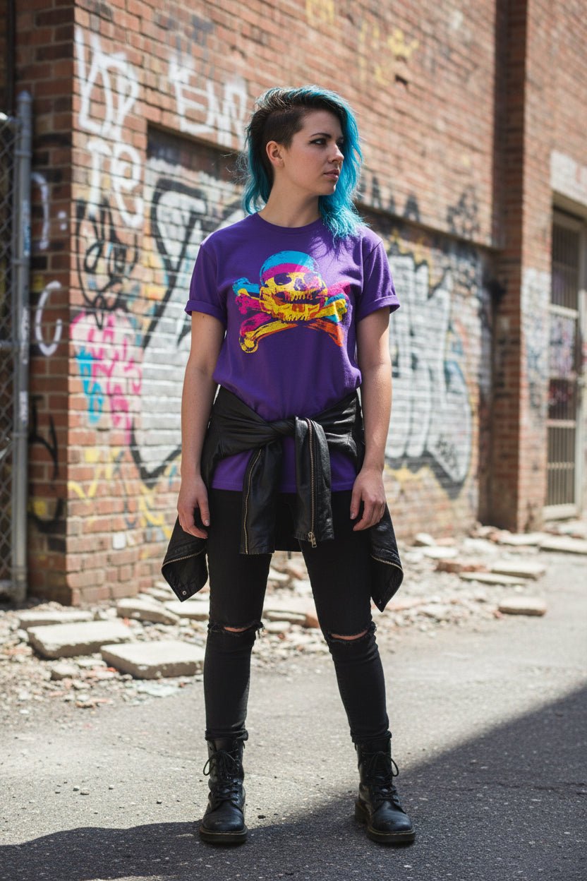 T-Shirt - Pop Art Skull Shirt | Unisex Heavy Cotton - Gildan 5000 | Skulls & Skeletons | Punk from Crypto Zoo Tees