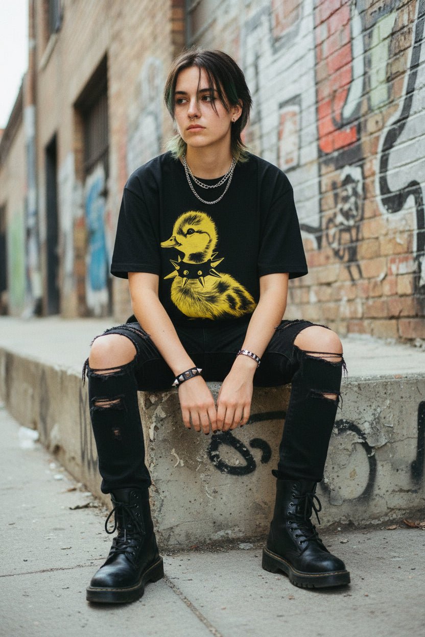 T-Shirt - Punk Duck Shirt | Unisex Heavy Cotton - Gildan 5000 | Animals, Funny | Punk from Crypto Zoo Tees