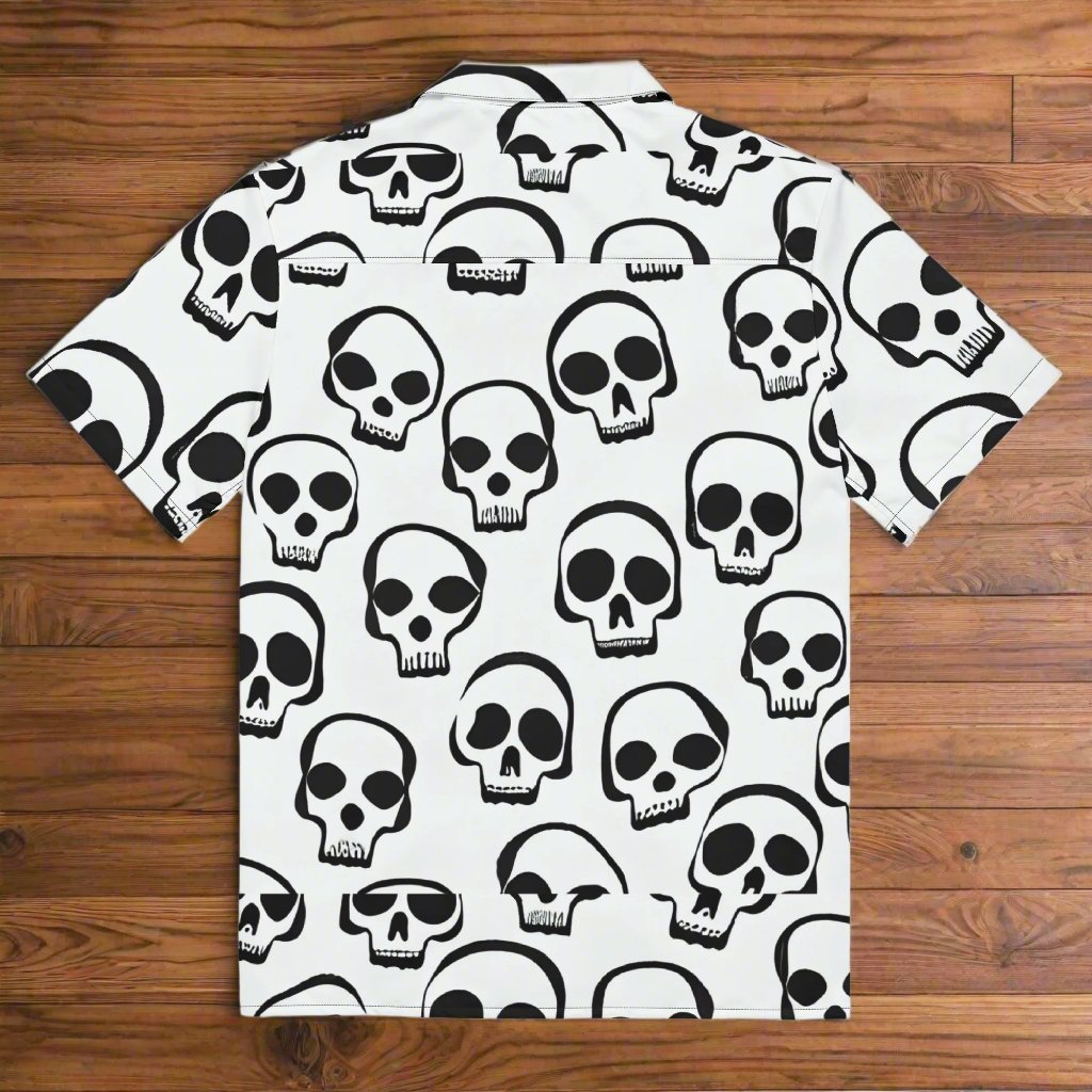 - Skull Print Button - Up Shirt - Lightweight Summer Shirt with Bold Style from Crypto Zoo Tees