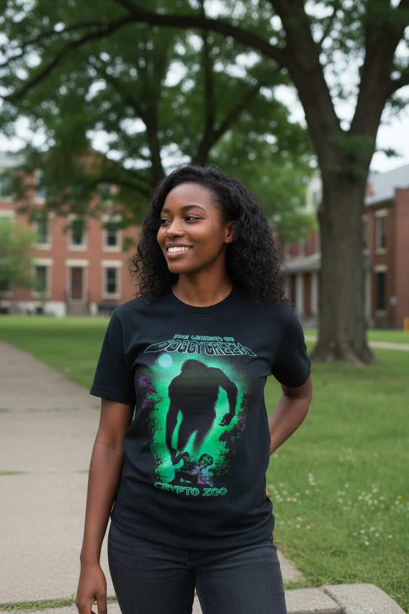 T-Shirt - The Legend of Boggy Creek - Bigfoot Movie | Bella + Canvas Unisex T-shirt from Crypto Zoo Tees