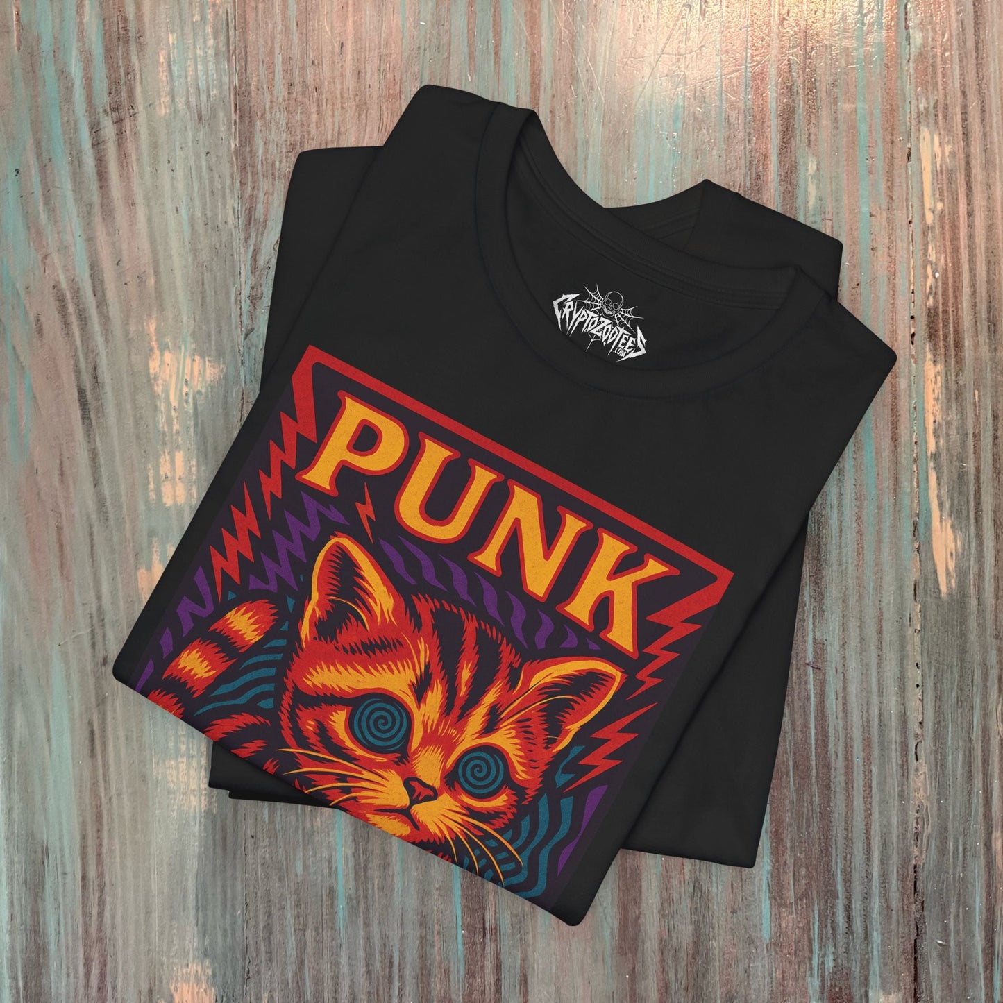 T-Shirt - unk Kitten Freakout | Unisex T-shirt (Bella+Canvas 3001) | Animals, Funny | Punk, Psychedelic from Crypto Zoo Tees