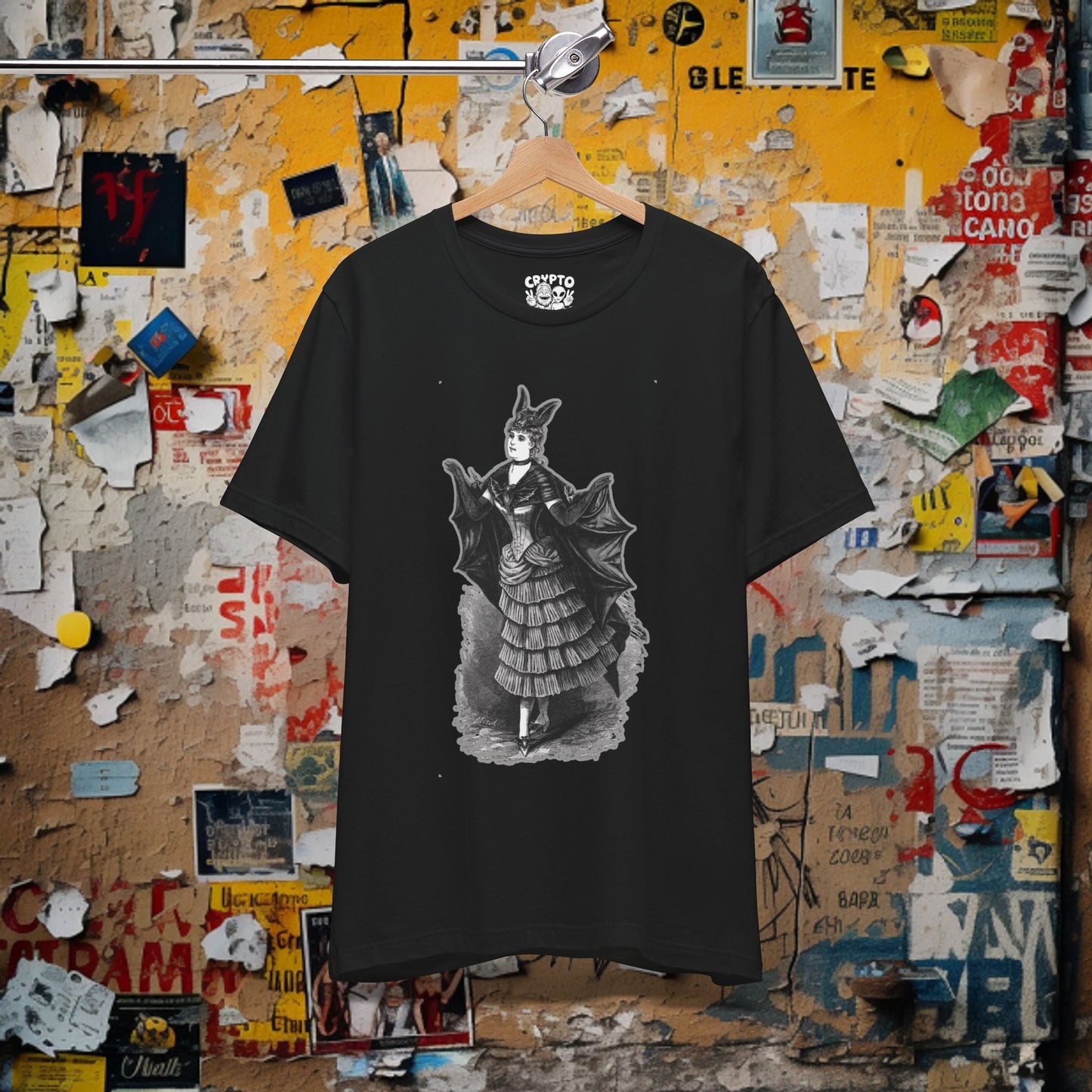 T-Shirt - Victorian Gothic Bat Girl - Dark Elegant Artwork, Gothic Home Decor, Spooky Art Print, Vintage Halloween Aesthetic, Bat Girl Poster from Crypto Zoo Tees