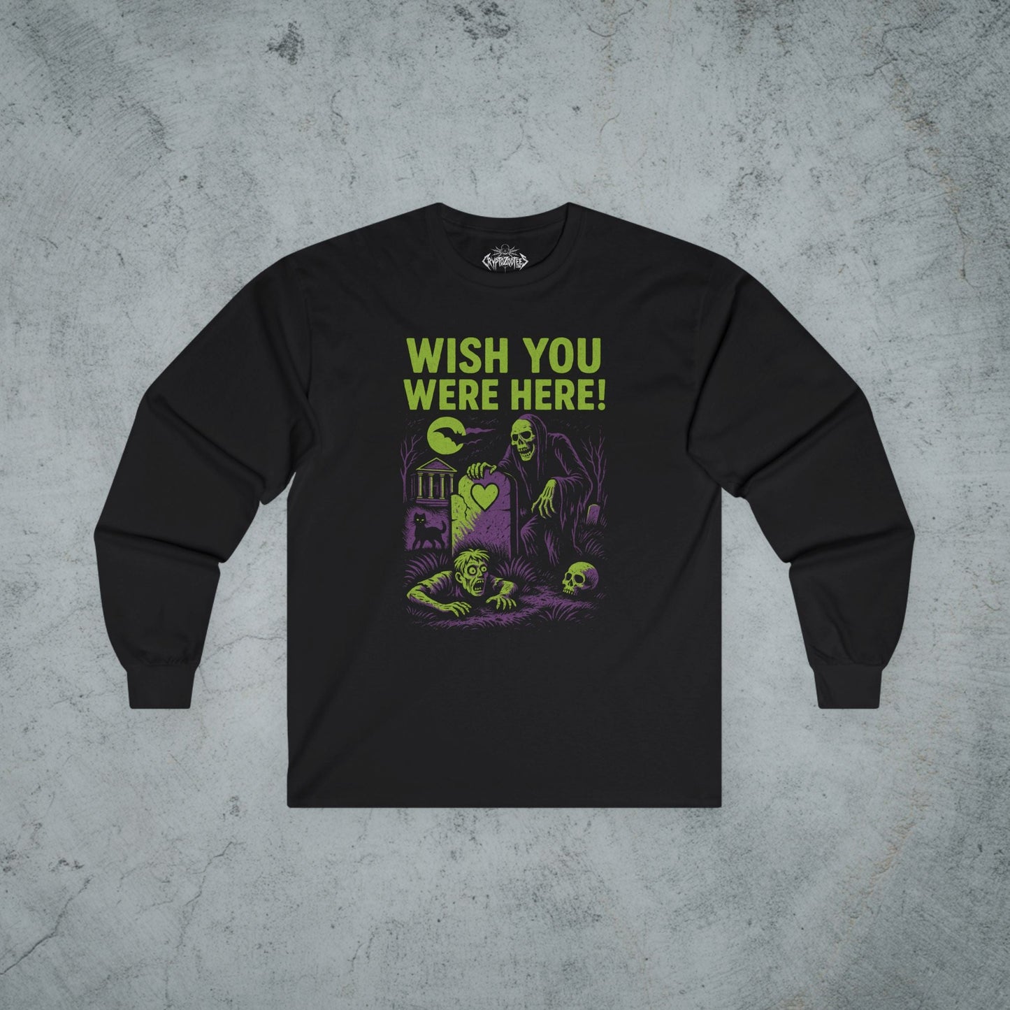 T-Shirt - Wish You Were Here Apparel | T-shirt, Sweatshirt, Hoodie, Tank | Funny, Horror | Goth/Gothic from Crypto Zoo Tees
