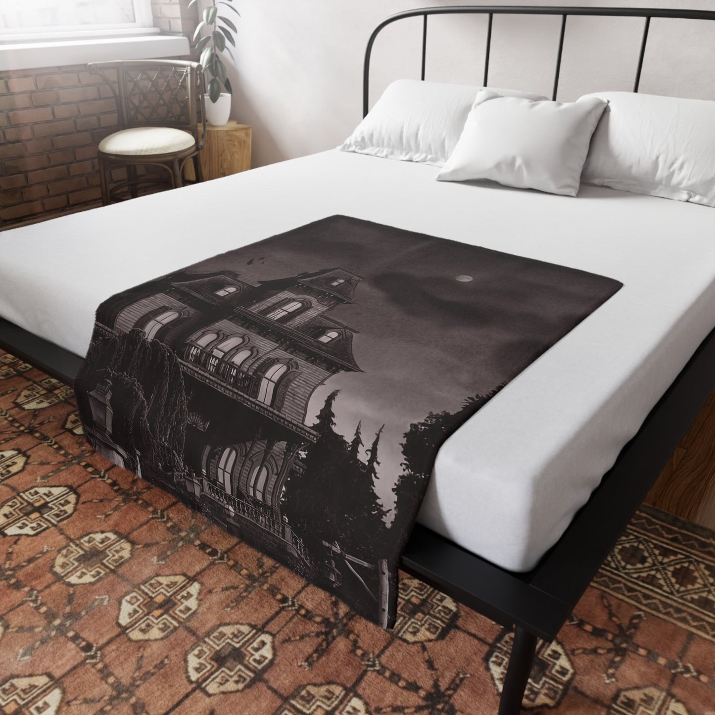 Home Decor - Addams Family House Fleece Blanket - Halloween Home Decor from Crypto Zoo Tees