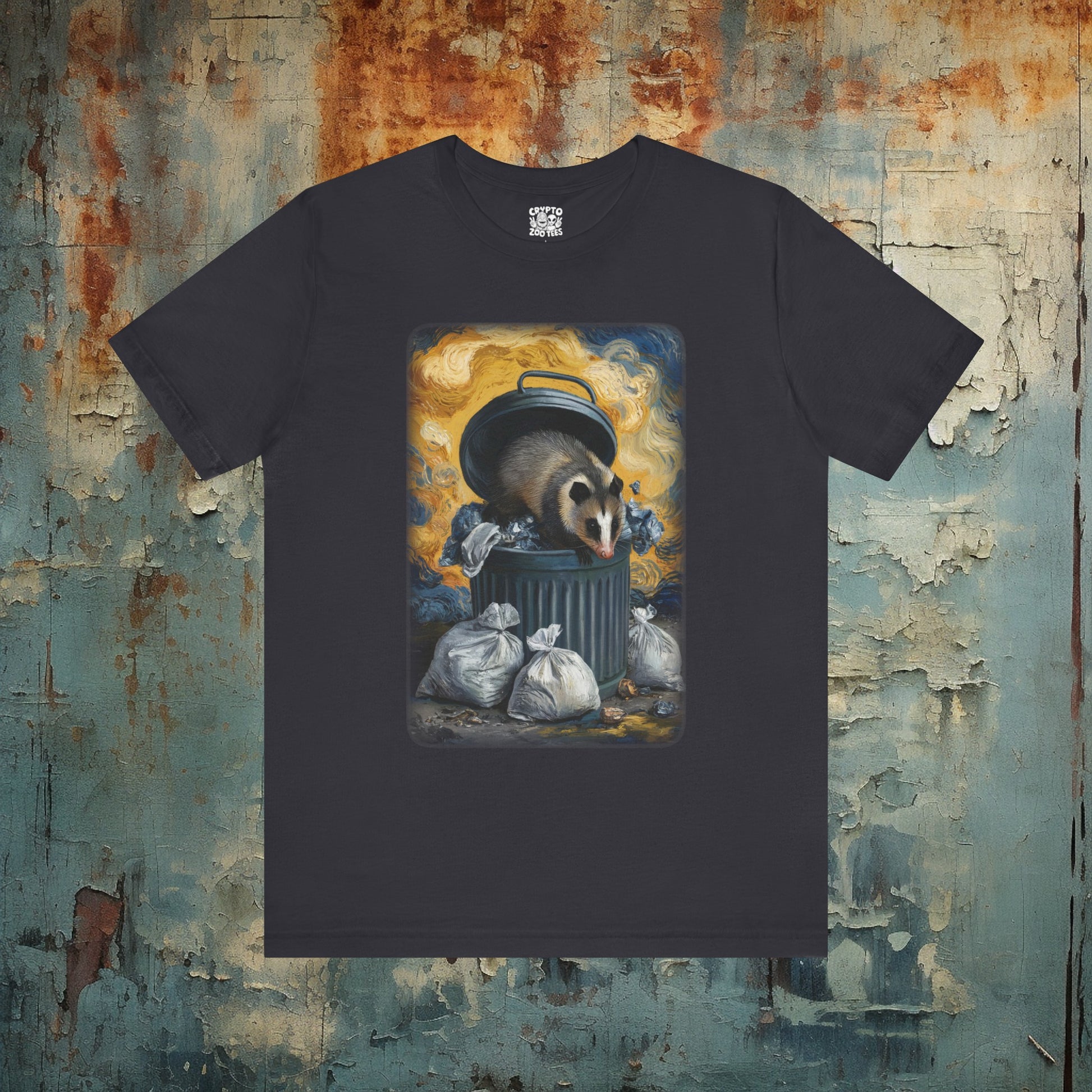 Opposum Eating Trash Van Gogh Shirt | Bella+Canvas Tee | Funny Artist Shirt - Crypto Zoo Tees - T-Shirt