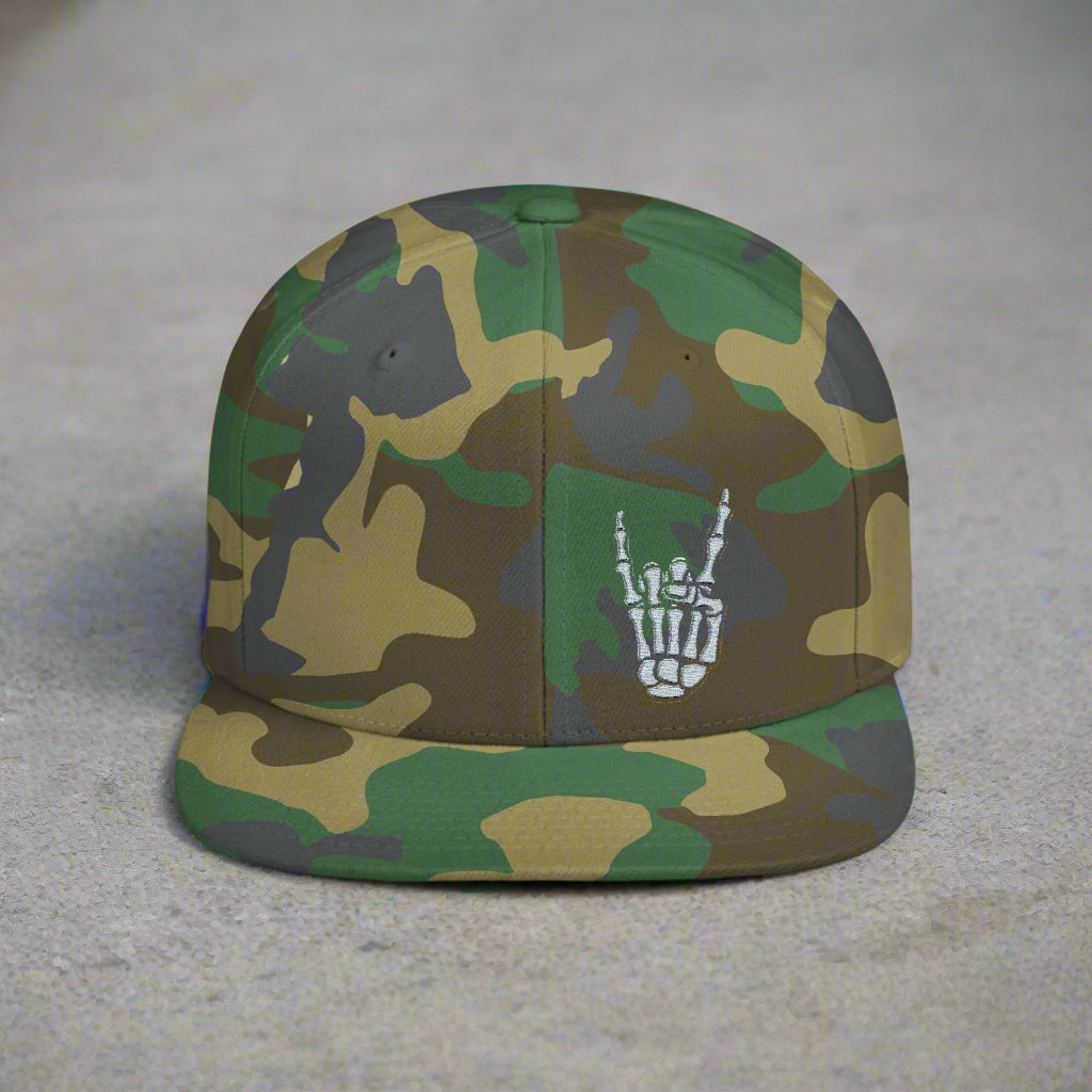 Metal Snapback Hat Skeleton Devil Horn Fingers Flat Bill Cap Black Street Style Hat Goth Adjustable Cap Gift For Rock FansSkeleton Metal Devil Horn Fingers | Hats & Beanies | Skulls & Skeletons, Metal | Metal