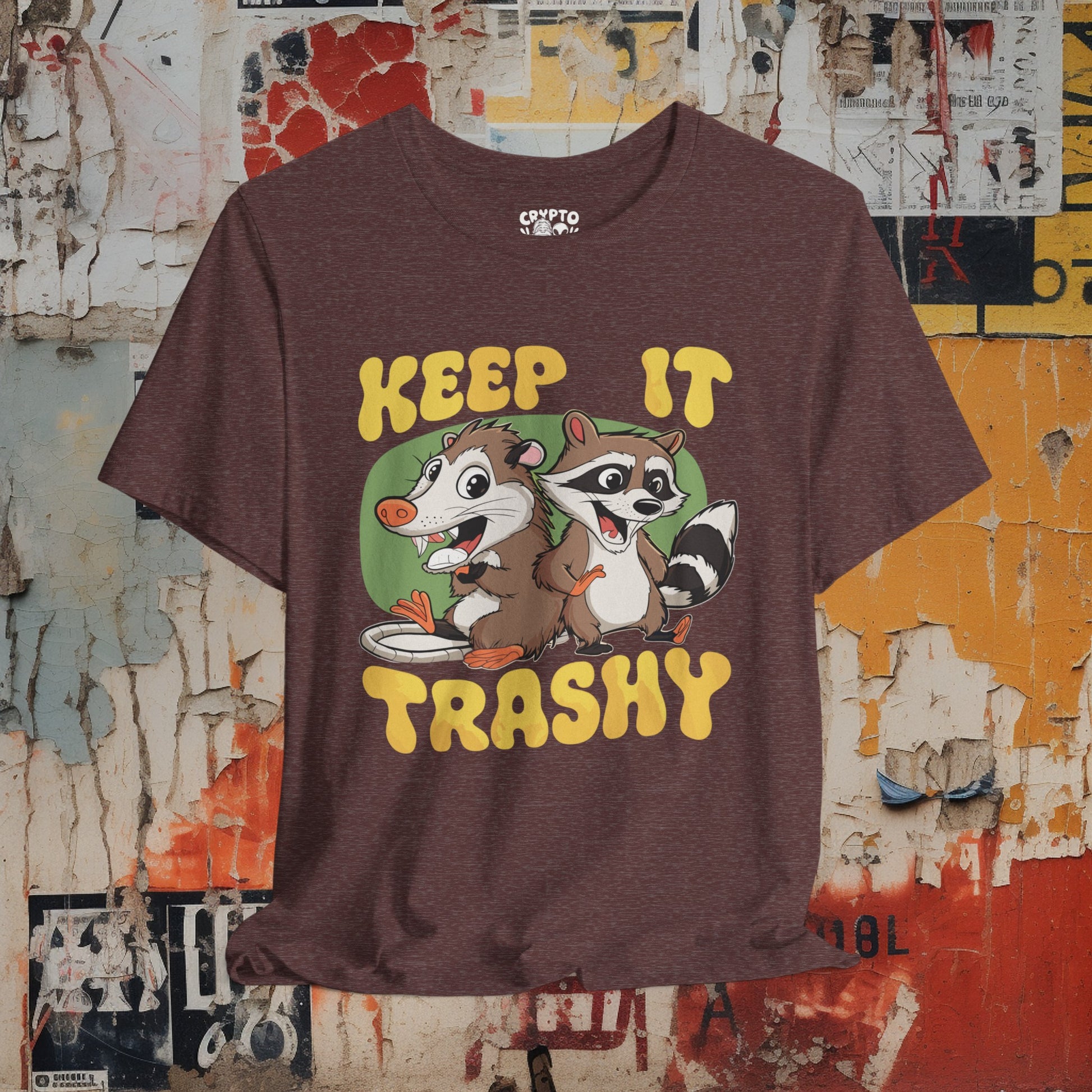 T-Shirt - Keep It Trashy Racoon and Oppossum | Unisex Bella+Canvas T-shirt | Funny Tee | Multiple Colors! from Crypto Zoo Tees