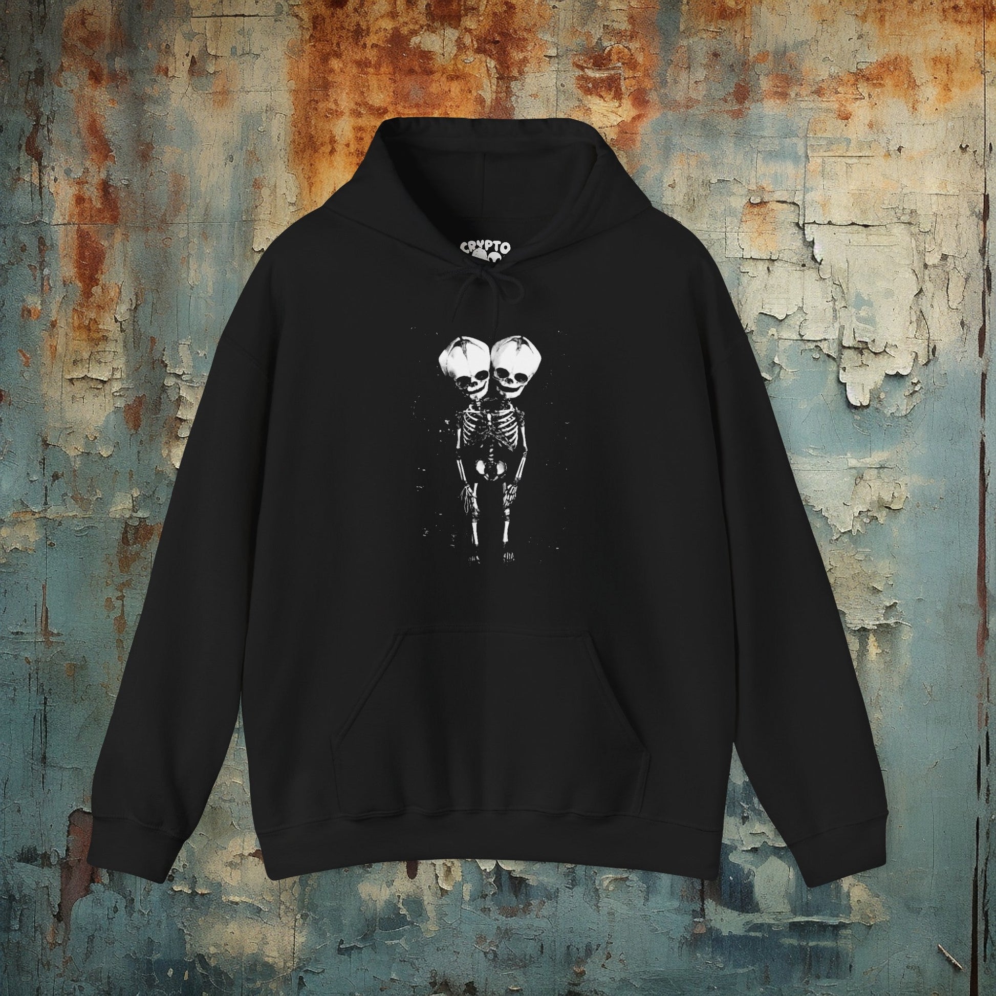 Hoodie - 2 Headed Skeleton (2 Sided) | Punk Goth | Hoodie | Hooded Sweatshirt from Crypto Zoo Tees