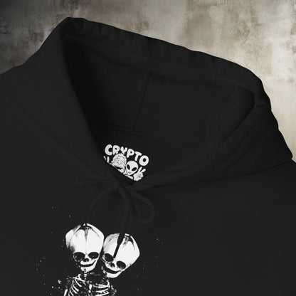 Hoodie - 2 Headed Skeleton (2 Sided) | Punk Goth | Hoodie | Hooded Sweatshirt from Crypto Zoo Tees