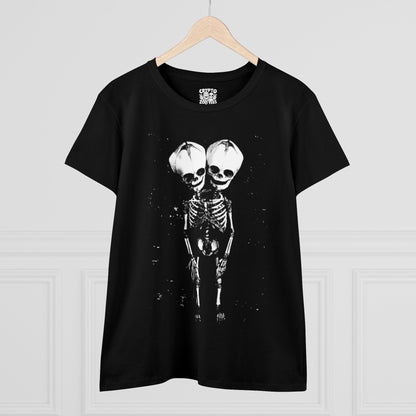 T-Shirt - 2 Headed Skeleton | Punk Goth | Women's T-Shirt | Cotton Tee from Crypto Zoo Tees