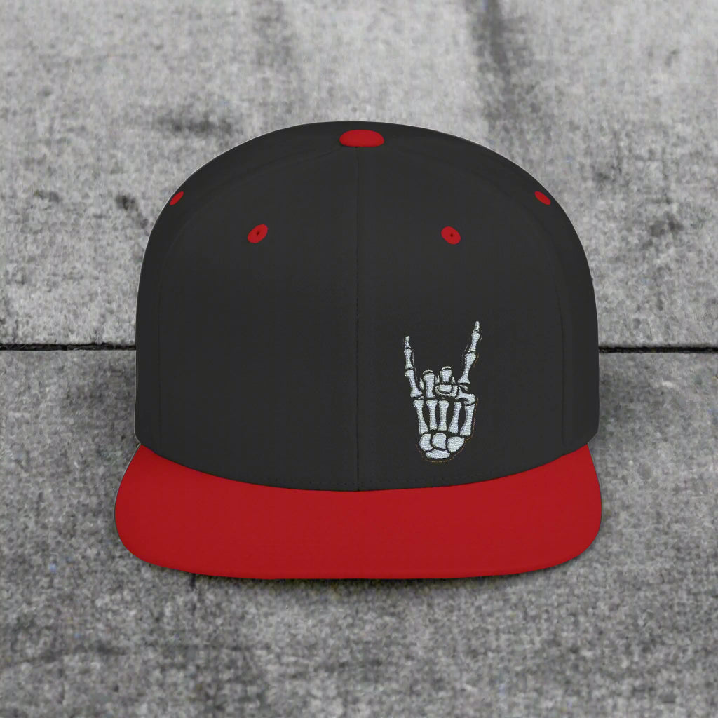 Metal Snapback Hat Skeleton Devil Horn Fingers Flat Bill Cap Black Street Style Hat Goth Adjustable Cap Gift For Rock FansSkeleton Metal Devil Horn Fingers | Hats & Beanies | Skulls & Skeletons, Metal | Metal