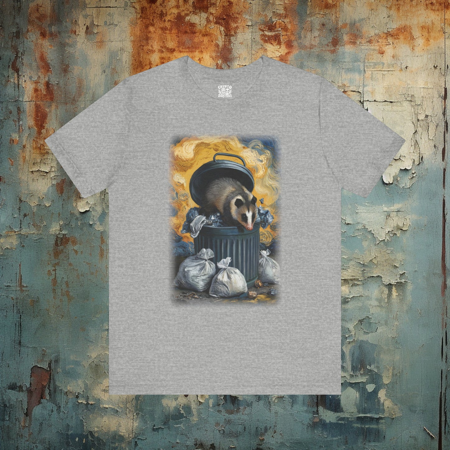 Opposum Eating Trash Van Gogh Shirt | Bella+Canvas Tee | Funny Artist Shirt - Crypto Zoo Tees - T-Shirt