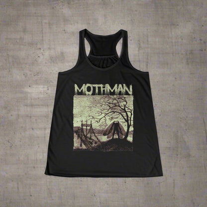 Tank Top - Mothman Graphic Flowy Racerback Tank-Top | Cryptid Theme | Vintage Style from Crypto Zoo Tees