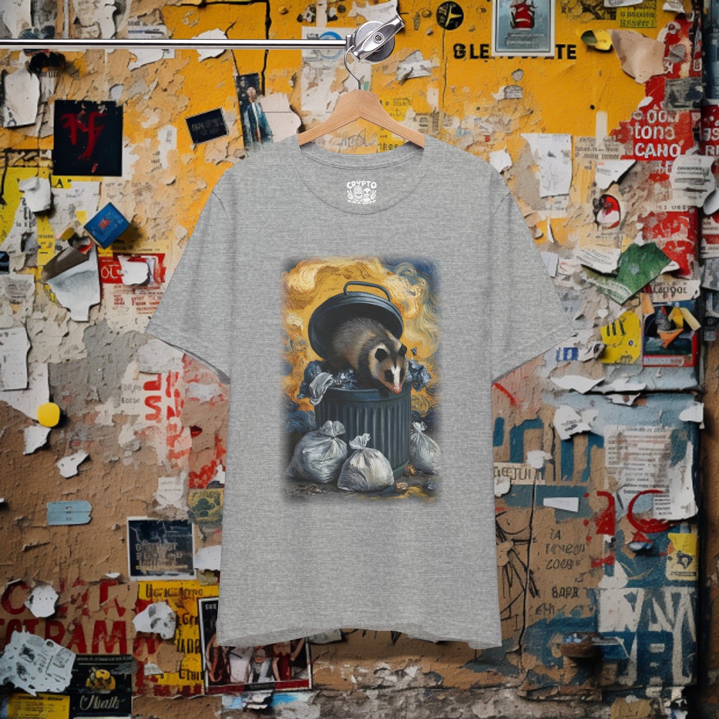 Opposum Eating Trash Van Gogh Shirt | Bella+Canvas Tee | Funny Artist Shirt - Crypto Zoo Tees - T-Shirt