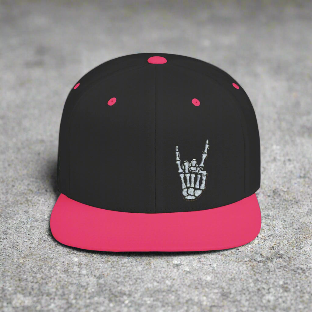 Metal Snapback Hat Skeleton Devil Horn Fingers Flat Bill Cap Black Street Style Hat Goth Adjustable Cap Gift For Rock FansSkeleton Metal Devil Horn Fingers | Hats & Beanies | Skulls & Skeletons, Metal | Metal