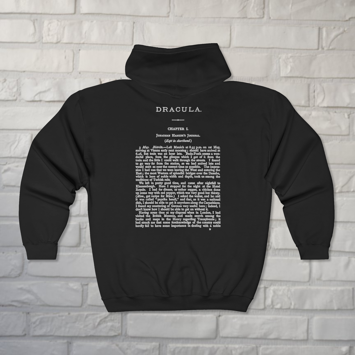 Dracula First Page  | Horror, Books | Unisex Zipper Hoodie