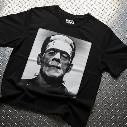 Frankenstein Karloff Retro Horror Gildan 5000 Flat Lay
