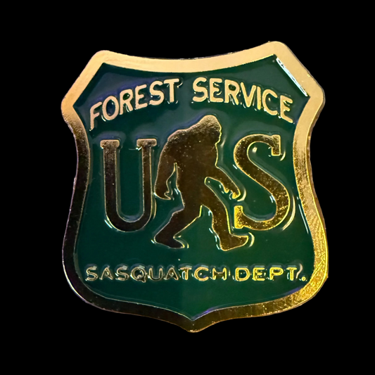 Bigfoot Forest Service Sasquatch Department Ranger Badge Pinback Button Cryptids, Bigfoot
