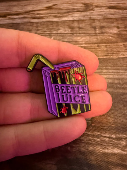 Beetlejuice Juice Box Pinback Button | Pinback Button | Horror, Halloween | Goth/Gothic