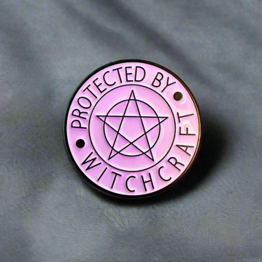 Protected By Witchcraft Pentagram Pinback Button | Pinback Button | Spiritual, Halloween | Goth/Gothic