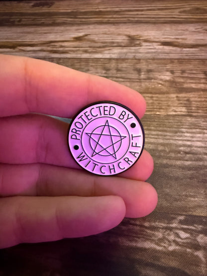 Protected By Witchcraft Pentagram Pinback Button | Pinback Button | Spiritual, Halloween | Goth/Gothic