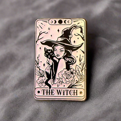 The Witch Tarot Card Pinback Button | Pinback Button | Spiritual, Halloween | Goth/Gothic