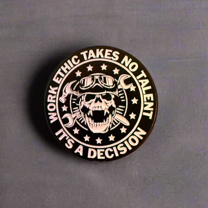 Work Ethic Skull Mechanic Pinback Button | Pinback Button | Skulls & Skeletons, Funny | Goth/Gothic