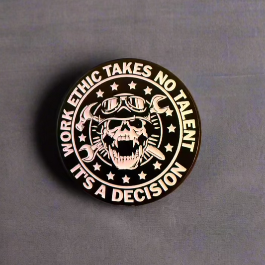 Work Ethic Skull Mechanic Pinback Button | Pinback Button | Skulls & Skeletons, Funny | Goth/Gothic