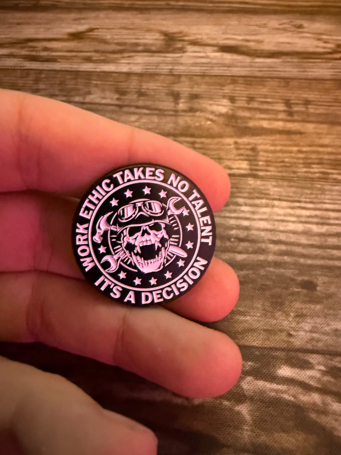 Work Ethic Skull Mechanic Pinback Button | Pinback Button | Skulls & Skeletons, Funny | Goth/Gothic