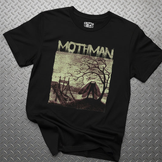 Mothman Cryptids Shirt Gildan 5000 Flat Lay