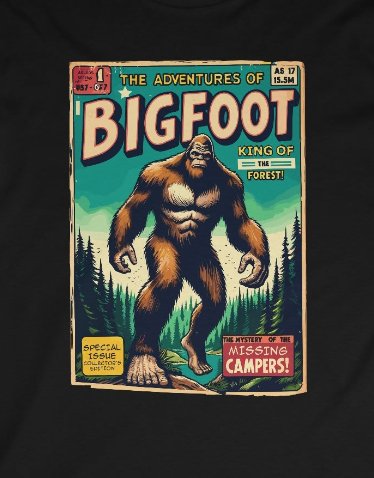 Long-sleeve - Adventures of Bigfoot Comic Long Sleeve T-shirt | Sasquatch Yeti Cryptid Hunter | "Gone Squatchin'" Explorer Apparel from Crypto Zoo Tees