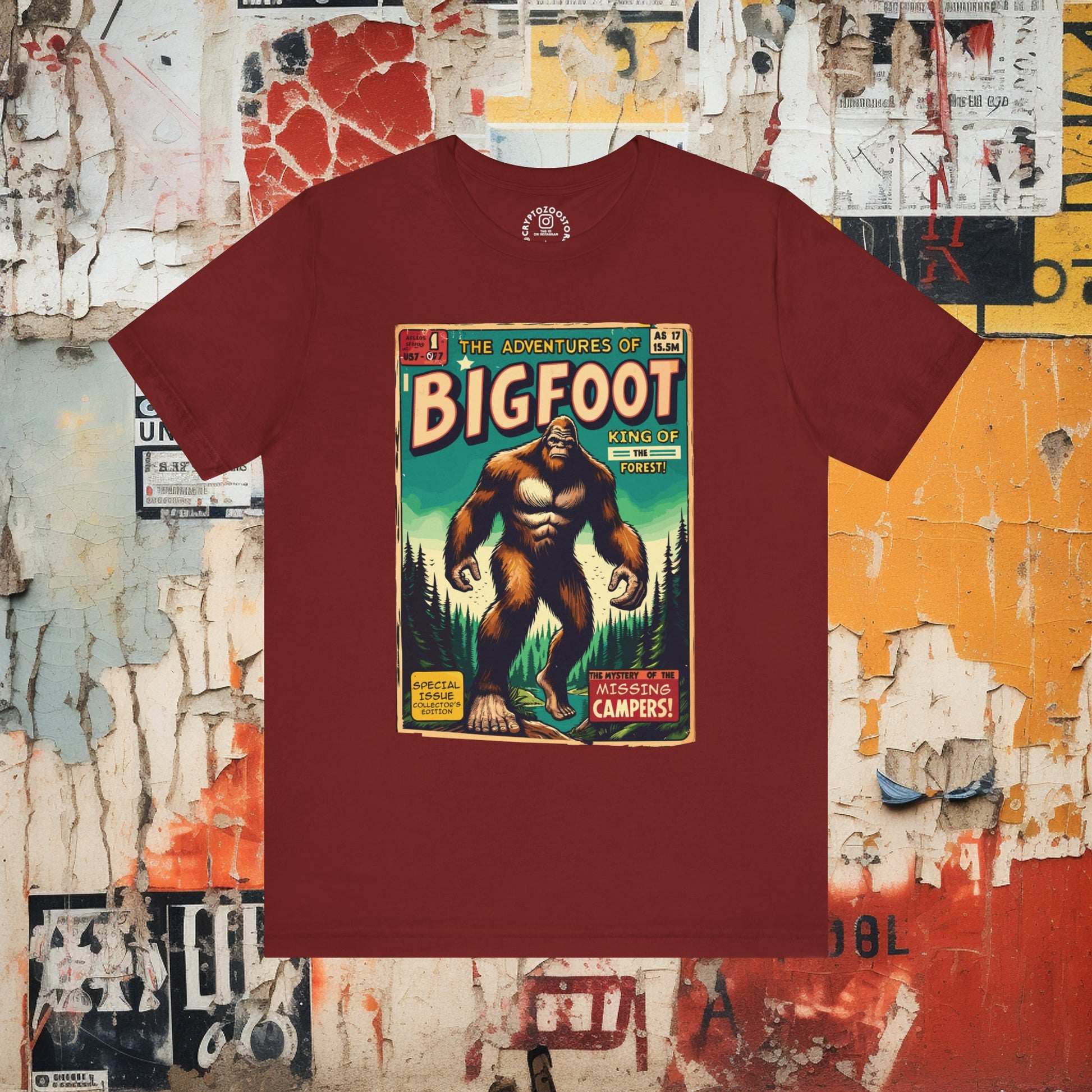 T-Shirt - Adventures of Bigfoot Comic T-shirt | Sasquatch Yeti Cryptid Hunter | "Gone Squatchin'" Explorer Apparel from Crypto Zoo Tees