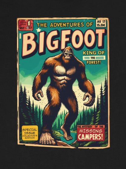 T-Shirt - Adventures of Bigfoot Comic T-shirt | Sasquatch Yeti Cryptid Hunter | "Gone Squatchin'" Explorer Apparel from Crypto Zoo Tees