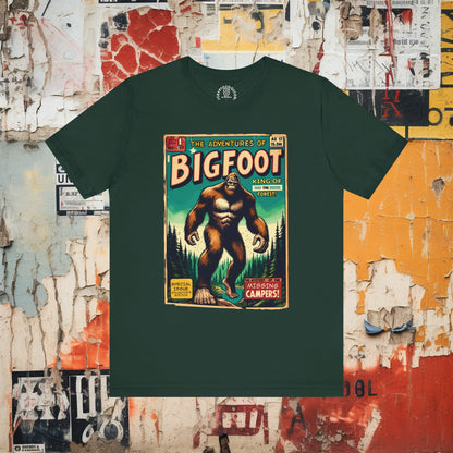 T-Shirt - Adventures of Bigfoot Comic T-shirt | Sasquatch Yeti Cryptid Hunter | "Gone Squatchin'" Explorer Apparel from Crypto Zoo Tees