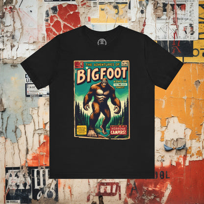 T-Shirt - Adventures of Bigfoot Comic T-shirt | Sasquatch Yeti Cryptid Hunter | "Gone Squatchin'" Explorer Apparel from Crypto Zoo Tees