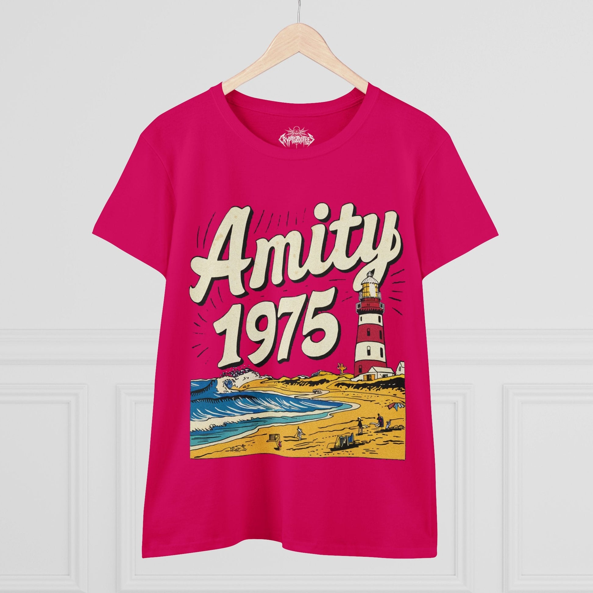 T-Shirt - Amity 1975 Jaws Inspired Ladies Tee | Retro Horror T-Shirt from Crypto Zoo Tees