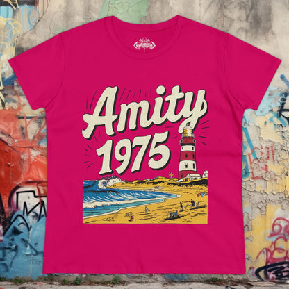 T-Shirt - Amity 1975 Jaws Inspired Ladies Tee | Retro Horror T-Shirt from Crypto Zoo Tees