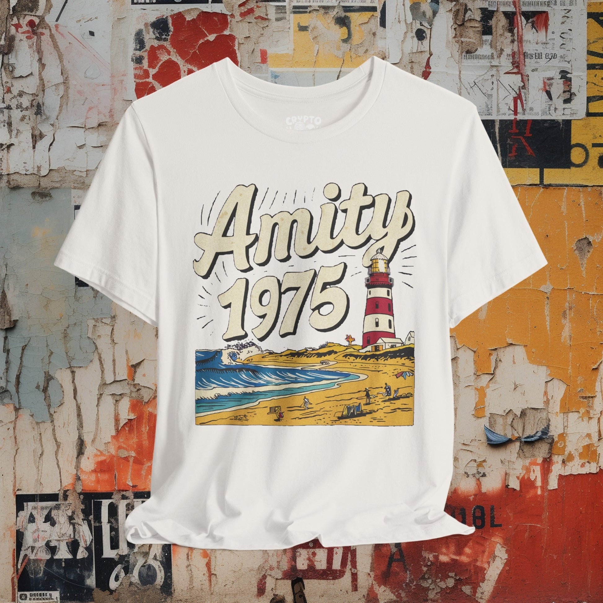 T-Shirt - Amity 1975 Jaws Movie Shark Week Fan Shirt | Bella + Canvas Unisex T-shirt from Crypto Zoo Tees