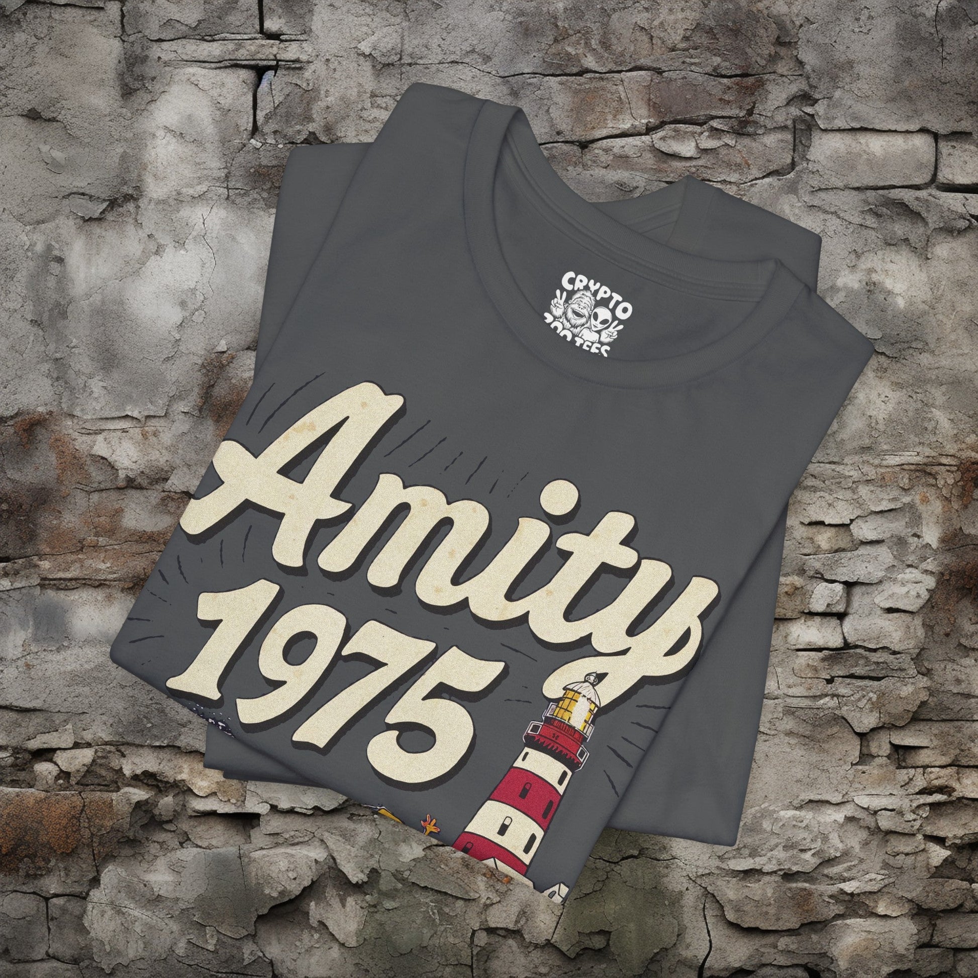 T-Shirt - Amity 1975 Jaws Movie Shark Week Fan Shirt | Bella + Canvas Unisex T-shirt from Crypto Zoo Tees