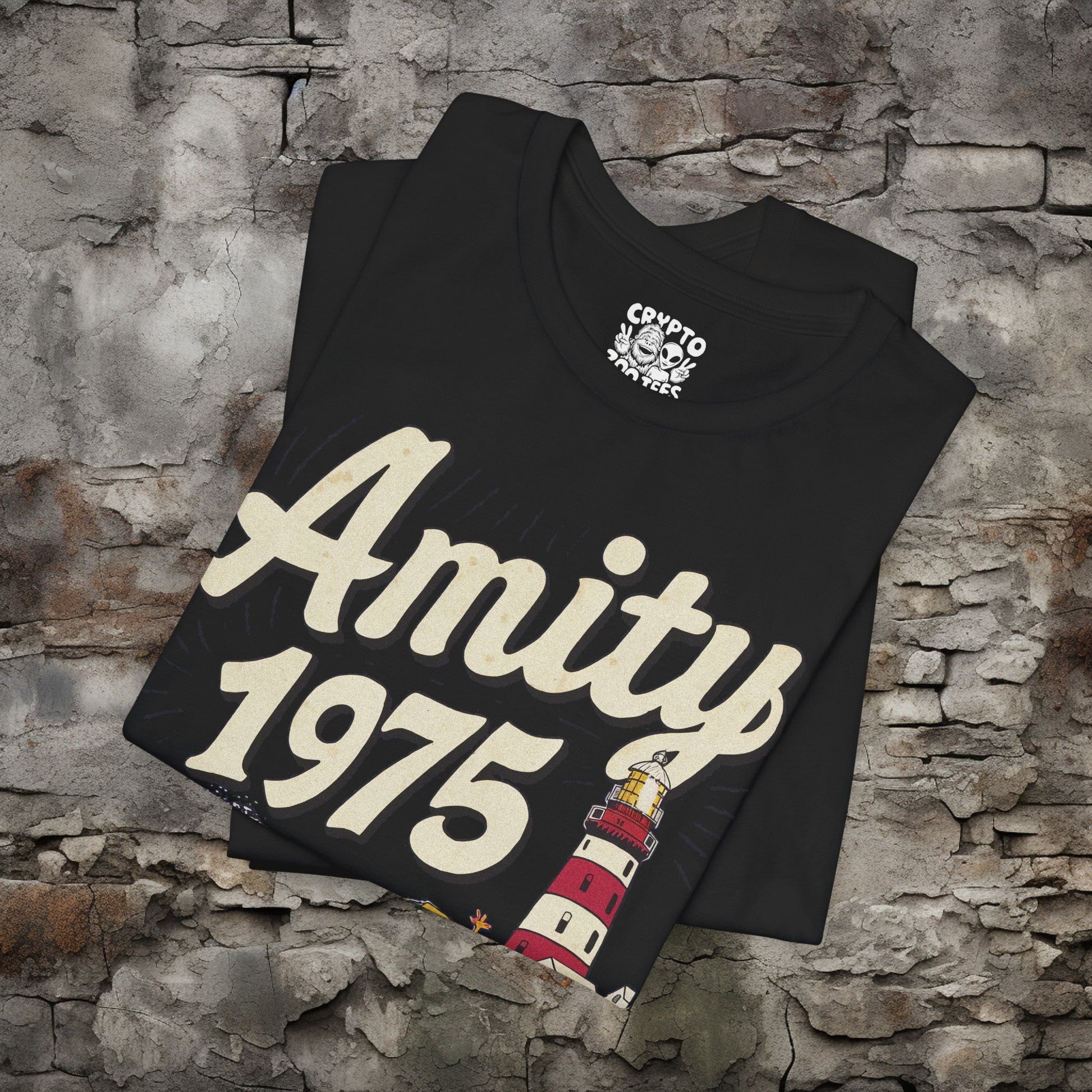 T-Shirt - Amity 1975 Jaws Movie Shark Week Fan Shirt | Bella + Canvas Unisex T-shirt from Crypto Zoo Tees